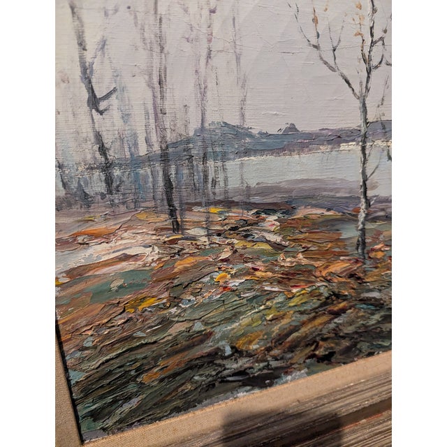Early 20th Century Oil Painting by Artist Vladimir Lebedeff/Lebedev Impressionist Oil Painting of Autumnal Landscape For Sale - Image 9 of 14
