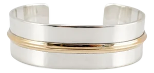 James Avery 14k Yellow Gold 925 Silver Sleek Central Gold Cuff Bangle Bracelet
