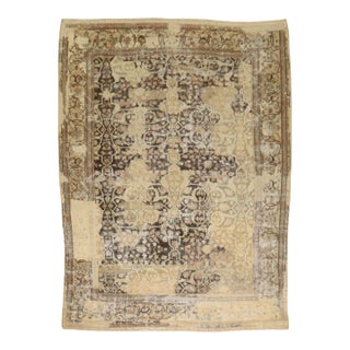 Antique Zabihi Collection Persian Sultanabad Restored Rug For Sale