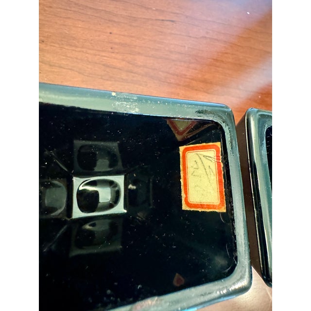 1950s Vintage Mid-Century Modern Black Glass Candlesticks, Set of 2 For Sale - Image 5 of 6