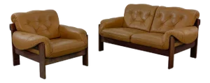 Brazilian Style Leather Seating Group, Set of 2