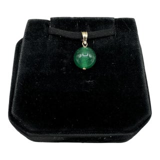 Malachite Pendant in 14kt Yellow Gold – 10mm, 1.5g, New For Sale
