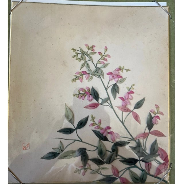 Late 20th Century Large Signed Japanese Silk Ribbon Embroidery Framed 3D Floral Art For Sale In San Francisco - Image 6 of 8