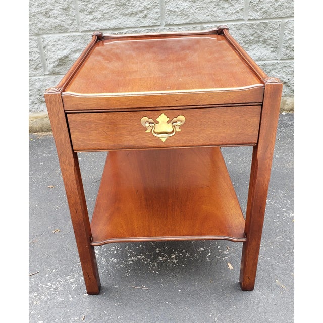 Late 20th Century Hickory Chair Co. James River Collection Solid Mahogany Side Tables, a Pair For Sale - Image 5 of 10