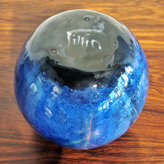 Blue Polia Pillin Ball Vase For Sale - Image 8 of 9