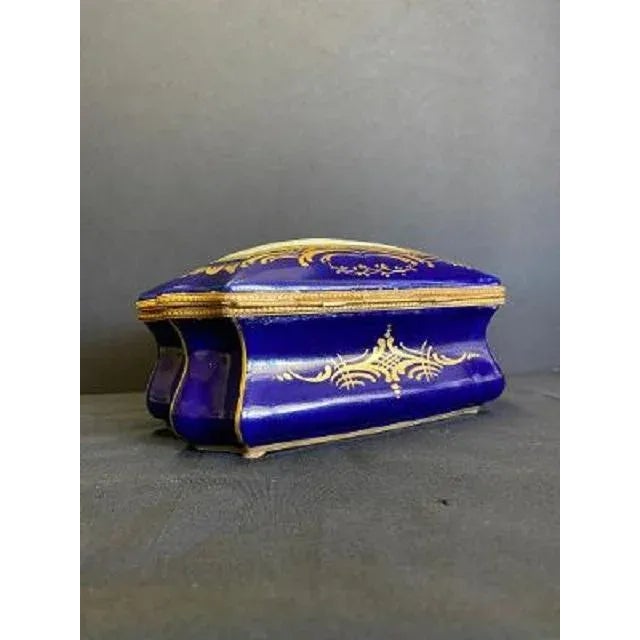 Royal Blue Sevres Porcelain Box For Sale - Image 8 of 12