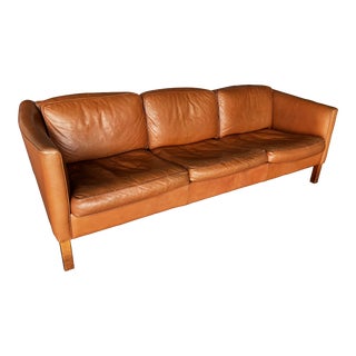 Mid 20th Century Mid Century Danish Modern Leather Sofa For Sale