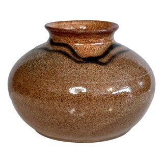 Modernist Studio Ceramic Art Low Vase from Helma Klett, Germany, 1940s For Sale