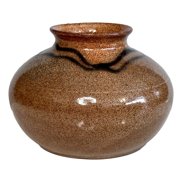 Modernist Studio Ceramic Art Low Vase from Helma Klett, Germany, 1940s For Sale