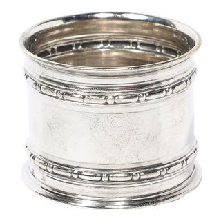 Antique 800 Silver Napkin Ring With Border Detailing & Antique Hallmarks For Sale