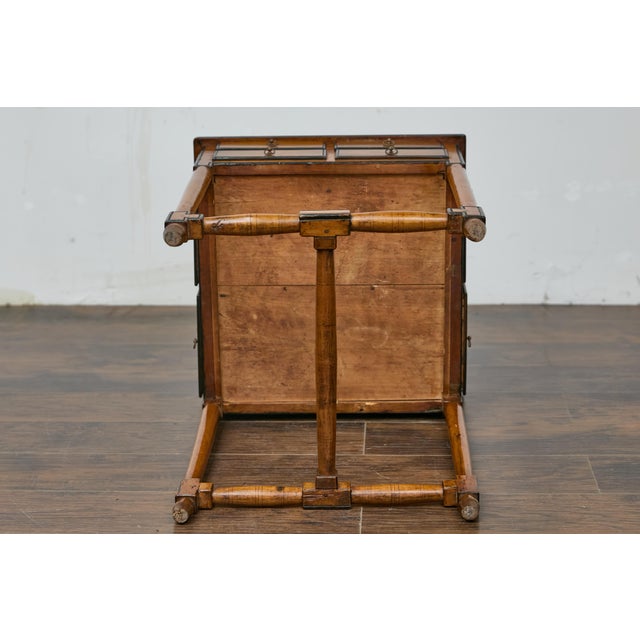 19th Century English Walnut Spice Table with Drawers and H-Form Stretcher For Sale - Image 12 of 12