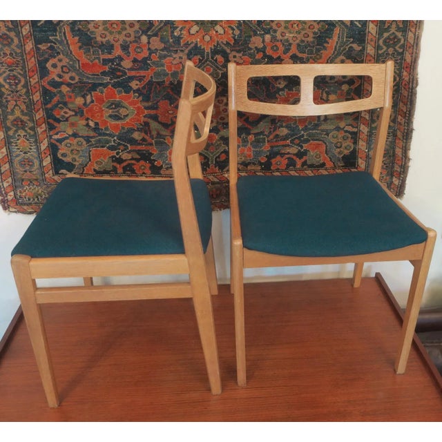 Blue Danish Oak Dining Chairs with Petrol Blue Covers, 1960s, Set of 2 For Sale - Image 8 of 13