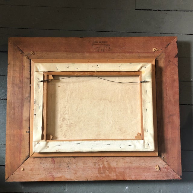 Wood Original Vintage Signed Barton Impressionist Snow Scene Landscape Painting Original Mid Century Frame For Sale - Image 7 of 8