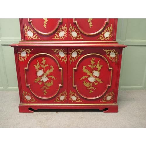Red Lacquer Cabinet with Interior Drawers and Shelves, 1960 For Sale - Image 3 of 9