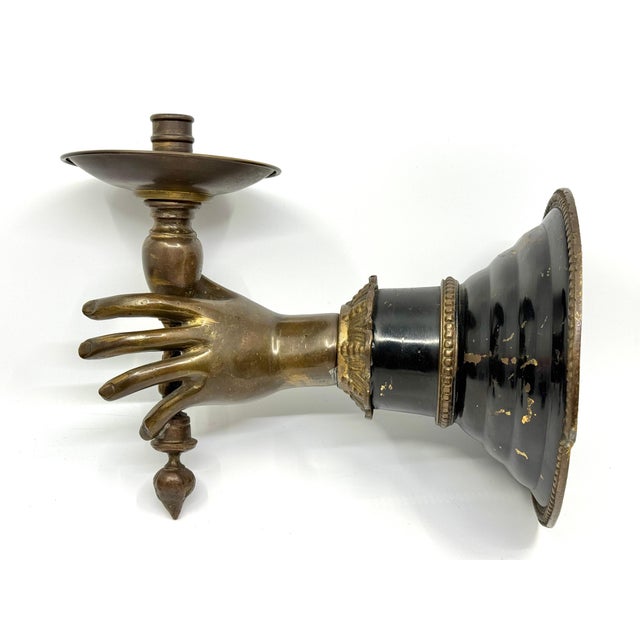 1930s French Art Deco Painted Brass Hand Sconce For Sale - Image 16 of 18