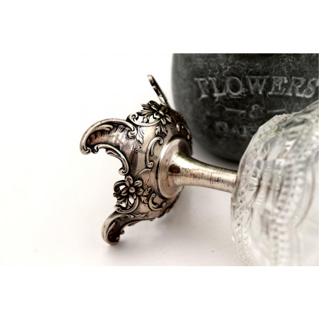 Cut Glass Candy Box with Silver Base and Floral Reliefs For Sale - Image 5 of 6