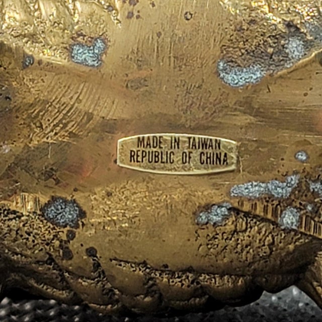 1950s Etched Solid Brass Elephant Figurine Trunk Up For Sale - Image 13 of 13