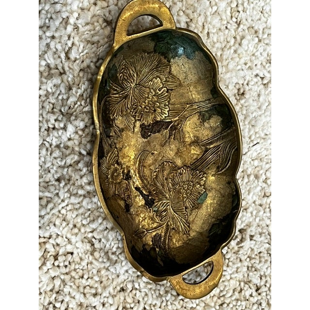 Mid 20th Century Mt675 Vintage Heavy Brass and Enamel Trinket Dish For Sale - Image 5 of 6