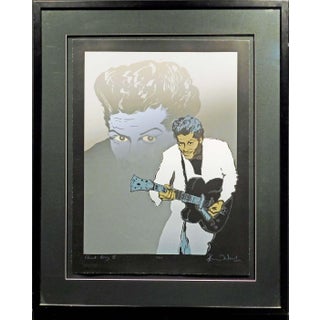 Ronnie Wood Chuck Berry II Hand Signed Artwork Screenprint Custom Framed For Sale