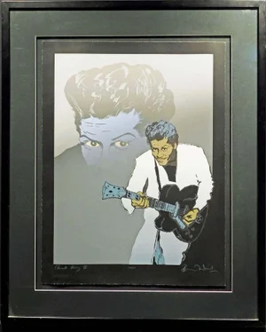 Ronnie Wood Chuck Berry II Hand Signed Artwork Screenprint Custom Framed