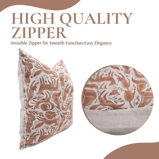 Farmhouse Block Print Decorative Pillow Covers Farmhouse Style Throw Pillows for Home Decor Size- 20x20- Gehravan For Sale - Image 3 of 5