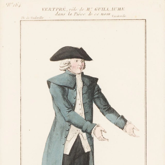 Pair of French Hand Colored Theatrical Engravings, C. 1800 For Sale - Image 4 of 12