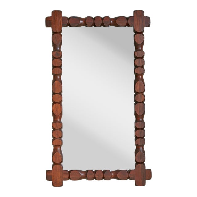 Swedish Pine Wall Mirror by Glas Mäster Markaryd No. 01, 1970s For Sale