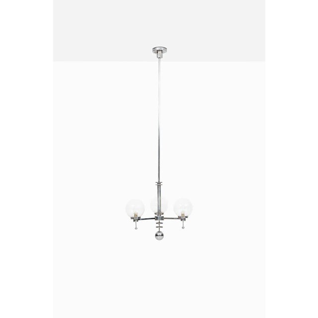 Large Art Deco Chromed Steel Ceiling Lamp, 1930s For Sale - Image 8 of 8