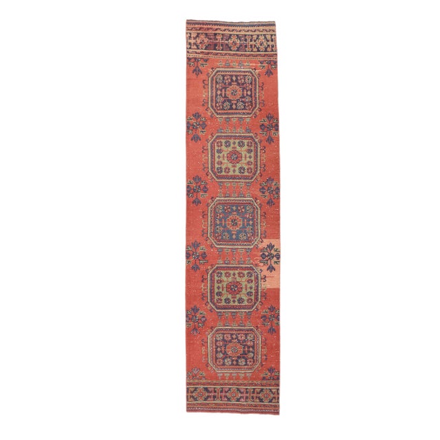 Red 1980s Vintage Turkish Hand-Knotted Floral Runner For Sale - Image 8 of 8