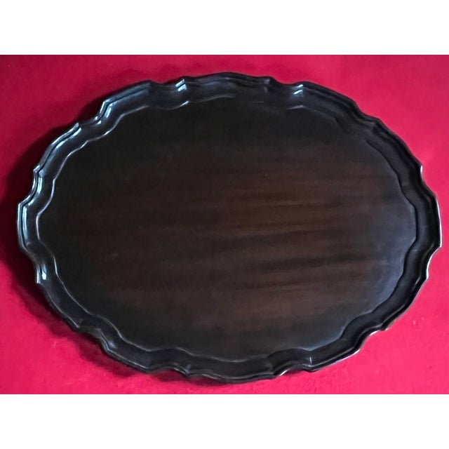 19th Century Antique Early 19th Century English George III Carved Mahogany Oval Serving Tray For Sale - Image 5 of 11