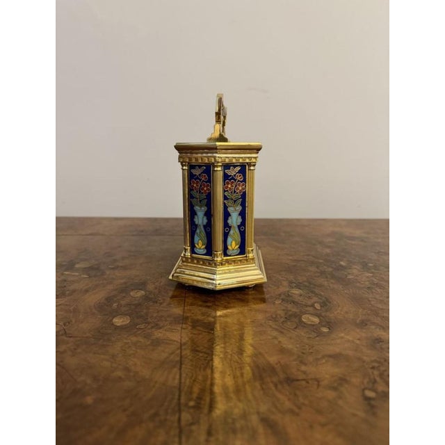 Vintage French Brass Carriage Clock, 1920 For Sale - Image 6 of 7