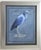 A blue heron bird in shades of navy, gray blue, white, in the style of Audubon, with multiple borders. Minimalism,...