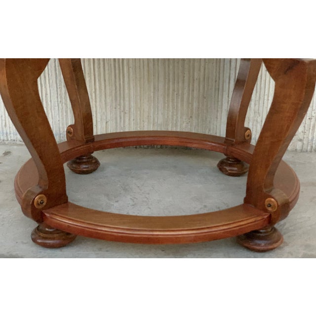 French 20th French Marquetry Round Center Table With Four Cabriole Legs For Sale - Image 3 of 9