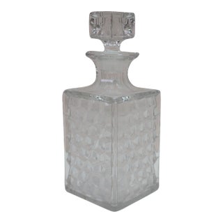 Vintage Fostoria Glass Geometric Square Liquor Bar Bottle Decanter For Sale