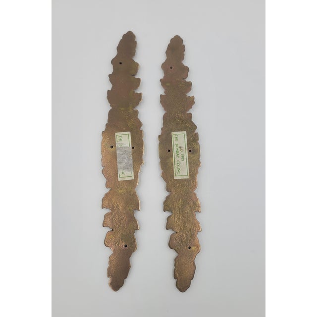 Pair of 1980s Vintage Bombay Co. Brass Floral Bow & Rose Ormolu Appliques For Sale - Image 4 of 11