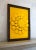 Vintage abstract geometric sculptural relief in frame. Yellow painted circular wooden elements make up this radiant piece.
