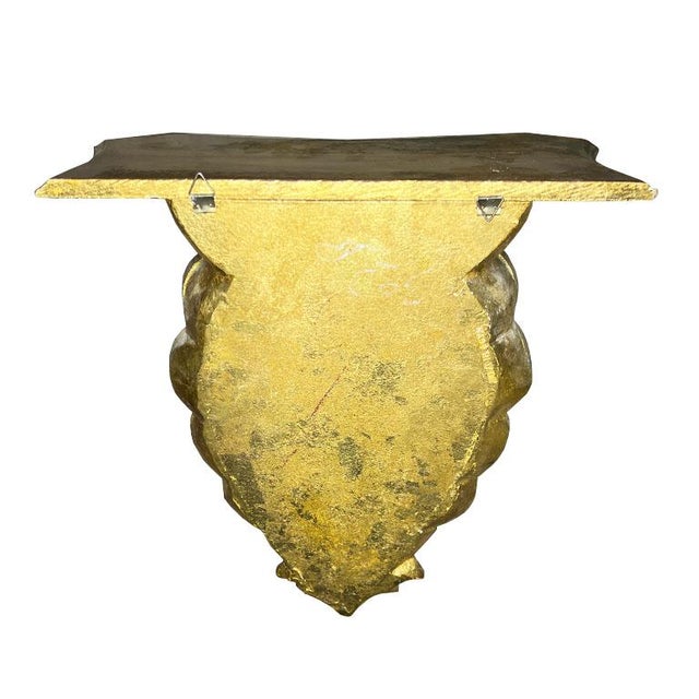 Rococo Gilt Italian Florentine Shell Mounted Wall Shelf With Gold Shell Motif - Italy For Sale - Image 3 of 5