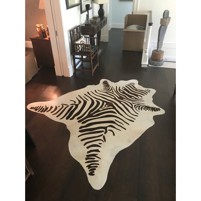 Zebra Print Cowhide Rug 6′4″ × 7′6″ Chairish