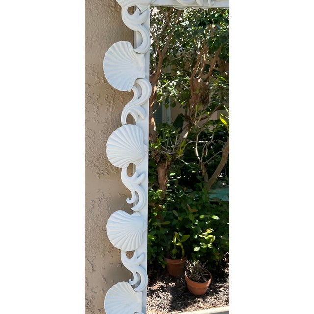 Coastal Vintage Coastal Cast Iron Shell & Starfish Wall Mirror For Sale - Image 3 of 15
