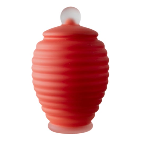 Large Vintage Murano Glass Lid Vase For Sale