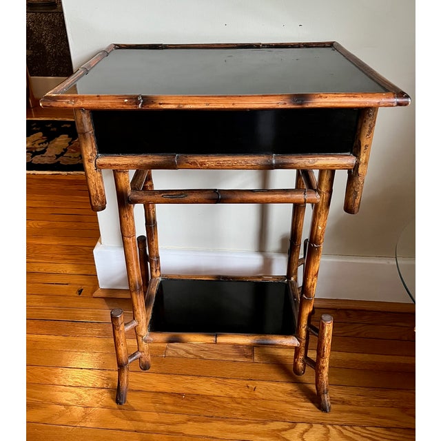 Aesthetic Movement Bamboo and Lacquer Early 20th Century Side Table For Sale In Saint Louis - Image 6 of 12