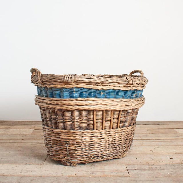 Antique French Champagne Grape Harvest Log Basket – AF A beautiful hand-made wicker champagne basket from France used to...