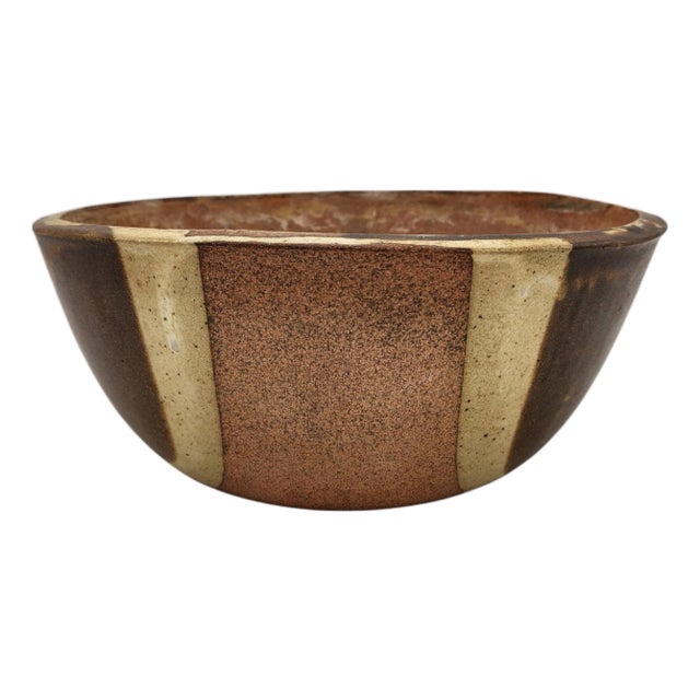Vintage Studio Pottery Creasey Style Drip Glaze Bowl For Sale