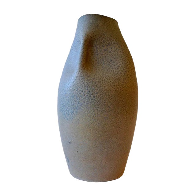 Mid-Century German Sea Blue Sculptural Ceramic Vase, 1960s For Sale