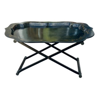 Antique Paper Mache Tray Cocktail Table For Sale