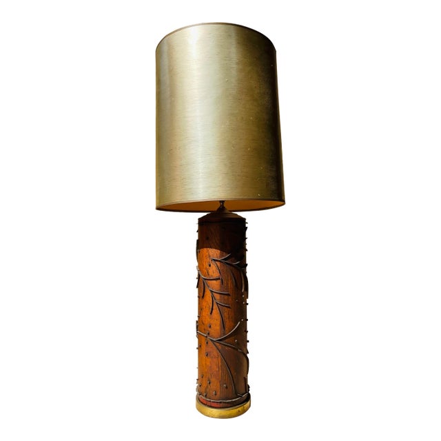 Antique Wallpaper Printing Roll Table Lamp For Sale