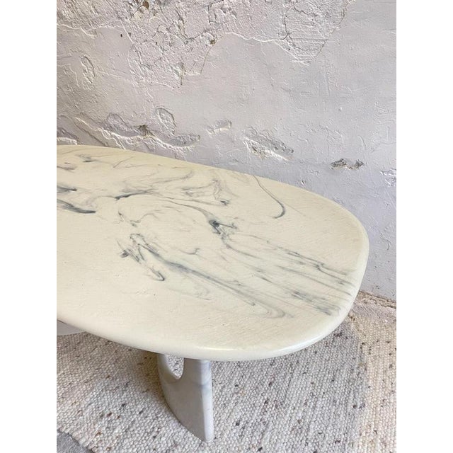 Silver Vintage Danish Modern Marmorino Coffee Table with Sculptural Base, 1991 For Sale - Image 8 of 15