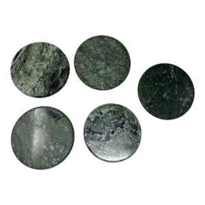 Vintage Green Marble Coasters Set 5 Pieces Handmade in Italy Collectible 1970