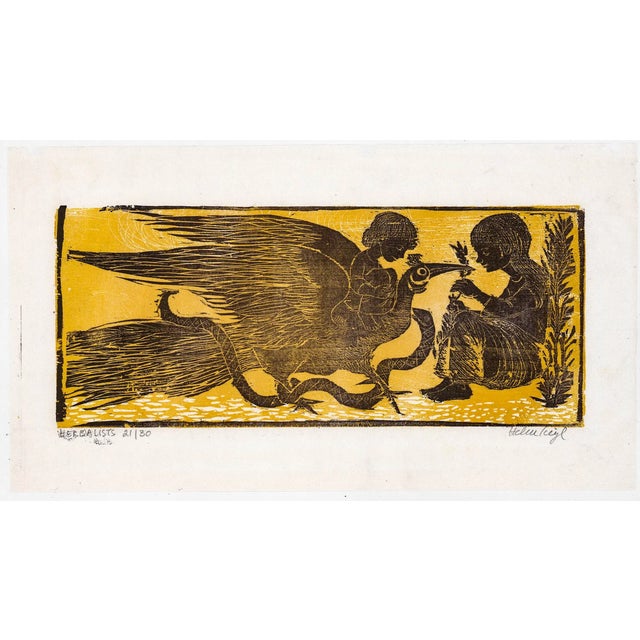 1966 Woodblock print by Philadelphia artist Helen Siegl (1924-2009) "Herbalists" pencil signed, titled and numbered 21 of...