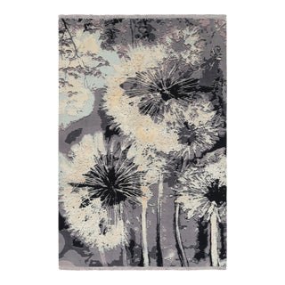 Rug & Kilim’s Contemporary Rug in Gray With Abstract Floral Pattern “Dandelion” For Sale